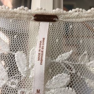 Free People white beaded lace, long sleeve dress